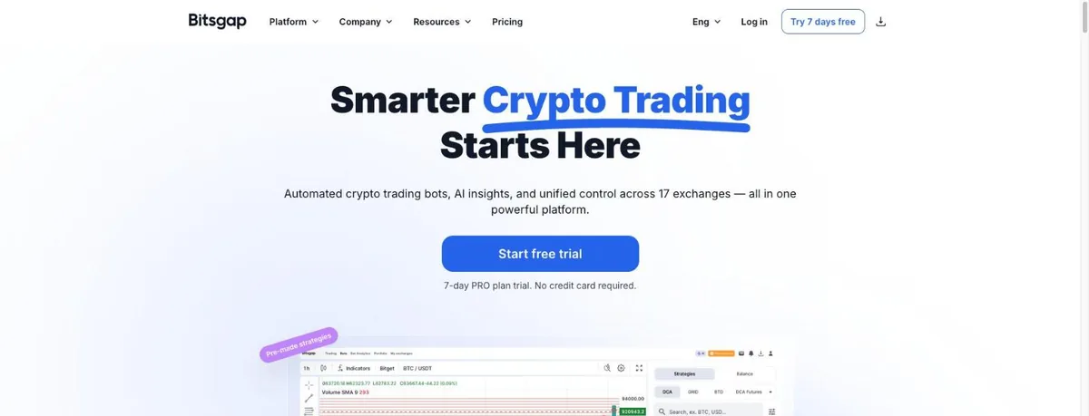 Bitsgap homepage