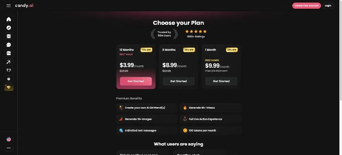 Candy AI homepage