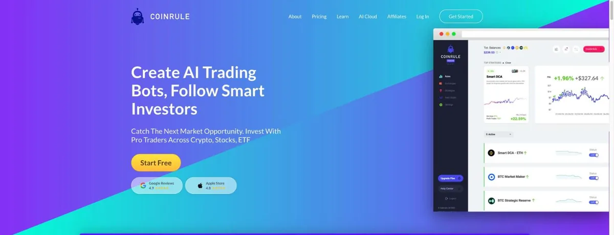 Coinrule homepage