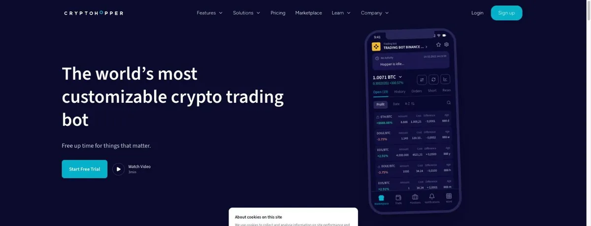 Cryptohopper homepage