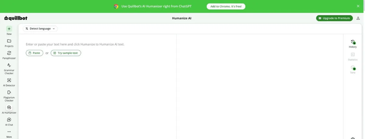 QuillBot AI Humanizer homepage